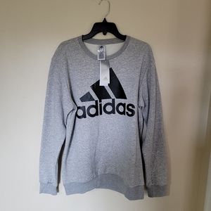 Adidas Sweater Mens Large Gray Long Sleeve Logo Graphic Crewneck